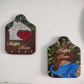 wooden key holder with beautiful elephant art
